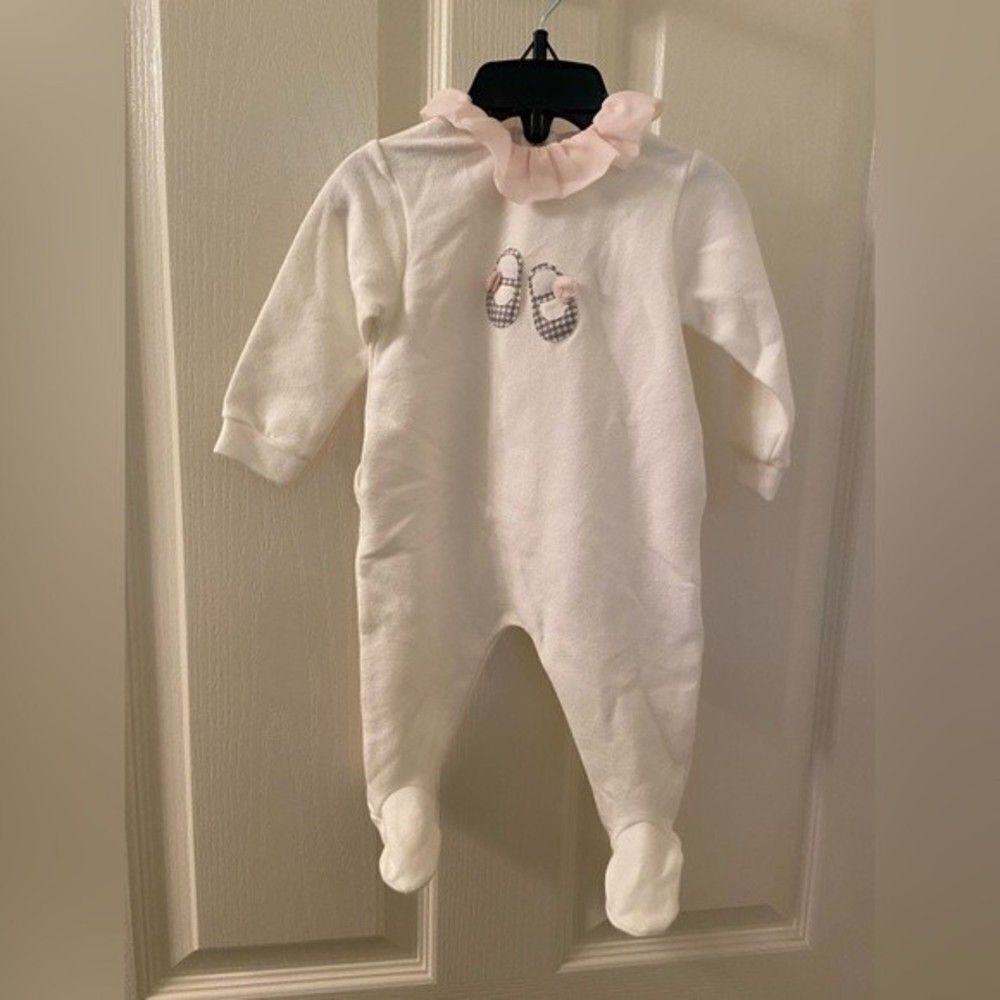 IL Gufo Footed One Piece Sleeper Romper Applique Shoes Baby Girl 6 Months NWT
